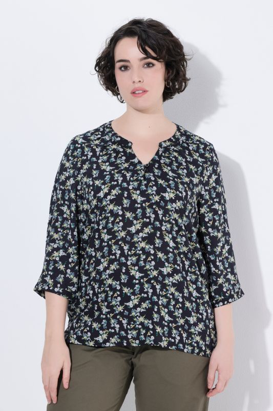 Soft Floral Modal Split Neck Blouse