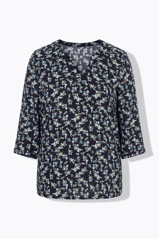Soft Floral Modal Split Neck Blouse