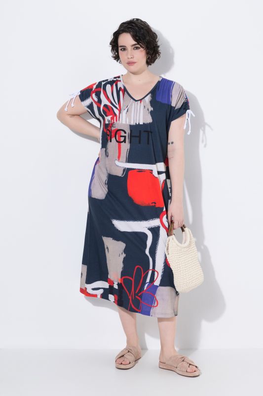 Allover Printed Gathered Shoulders Dress