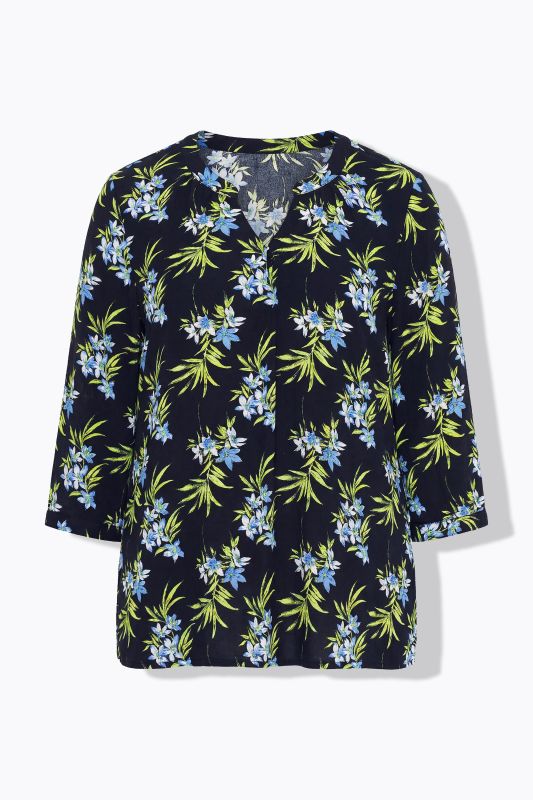 Printed Split Neck Short Sleeve Blouse