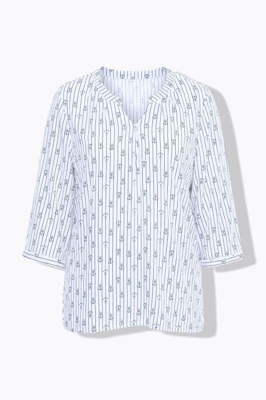 Printed Split Neck Short Sleeve Blouse
