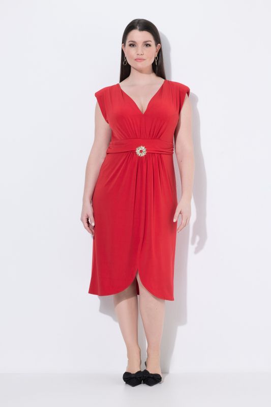 Draped Sweetheart Neckline Tulip Hem Dress