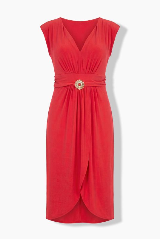 Draped Sweetheart Neckline Tulip Hem Dress