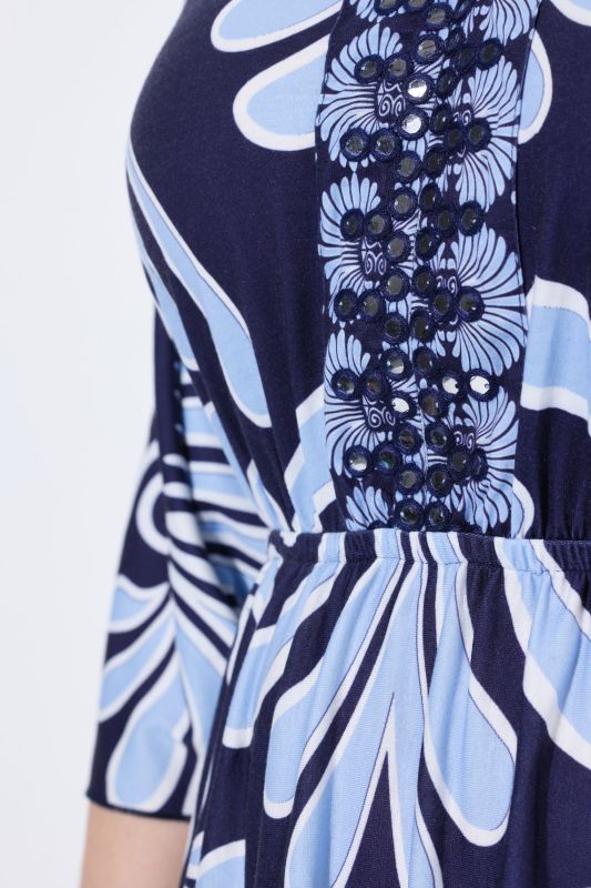 Seashell Print Dolman Sleeve Flounce Hem Dress
