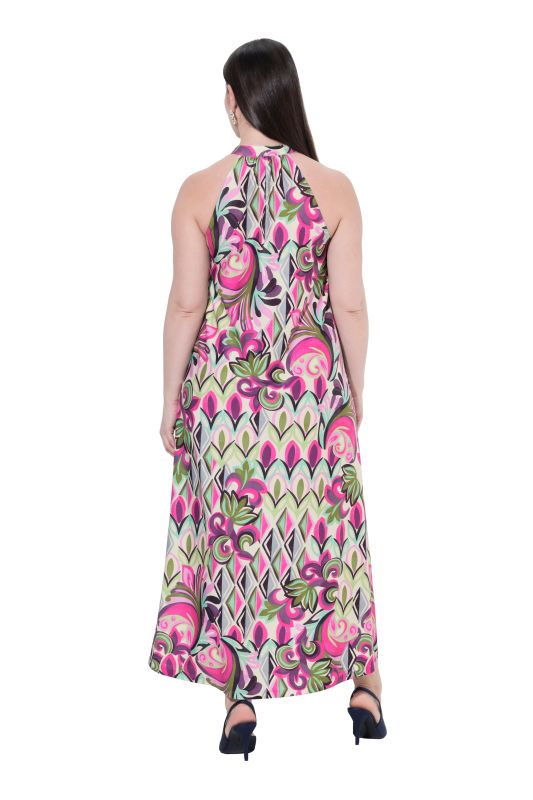 Floral Ogee High-Neck Dress