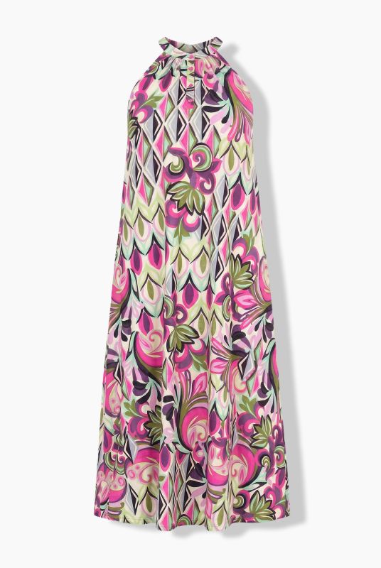 Floral Ogee High-Neck Dress