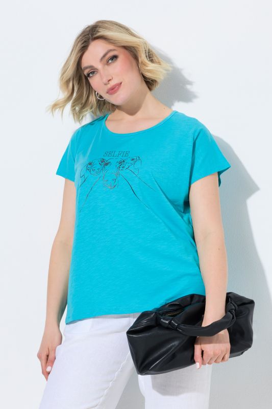 Metallic Animal Cap Sleeve Graphic Tee