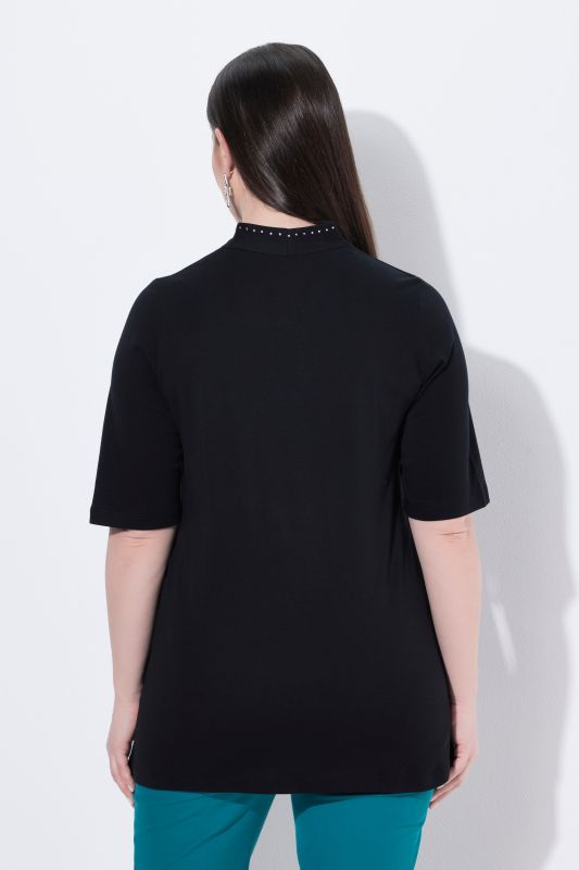Rhinestone V-Neck Pima Cotton Tee