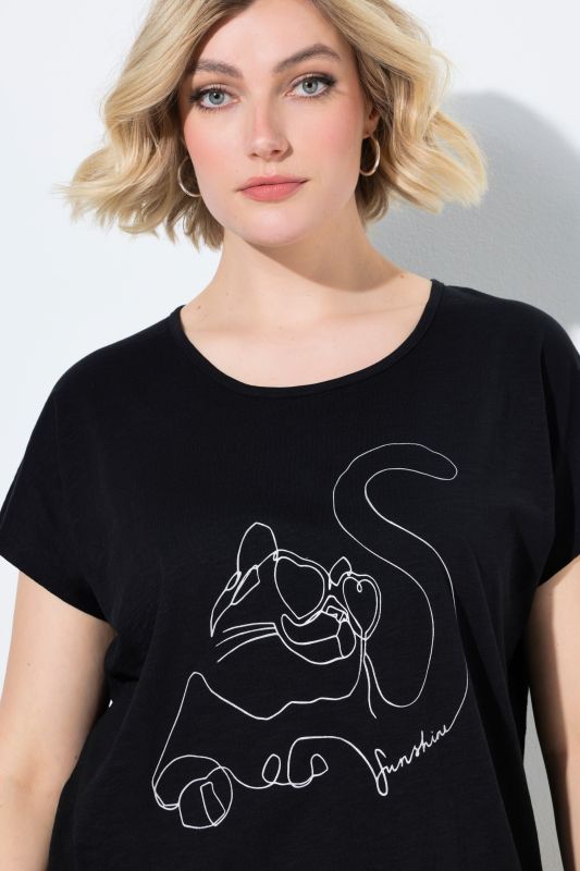 Metallic Animal Cap Sleeve Graphic Tee