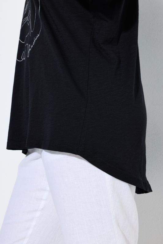 Metallic Animal Cap Sleeve Graphic Tee