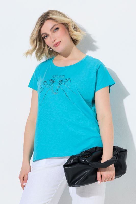 Metallic Animal Cap Sleeve Graphic Tee
