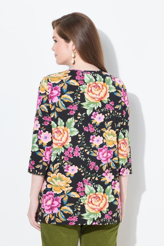 Flower Print Square Neck Tee