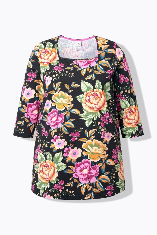 Flower Print Square Neck Tee