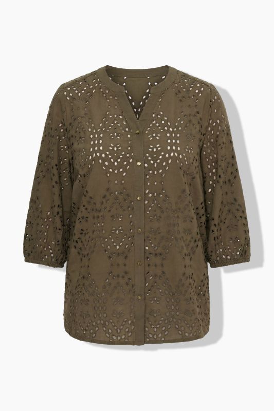 Broderie Anglaise Button-Down Blouse