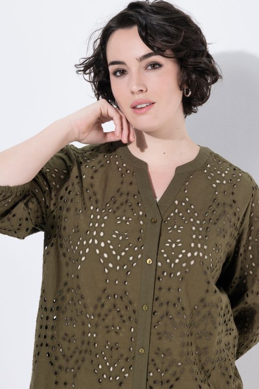 Broderie Anglaise Button-Down Blouse