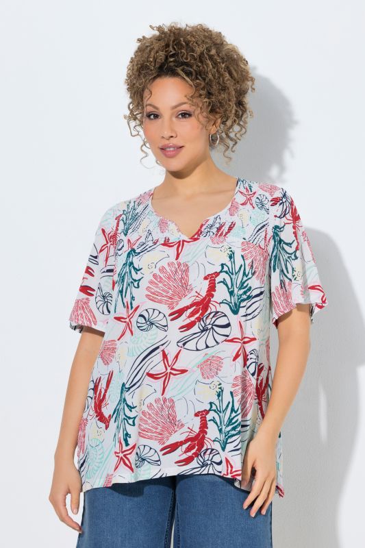 Sea Creatures Elastic Smocked Blouse