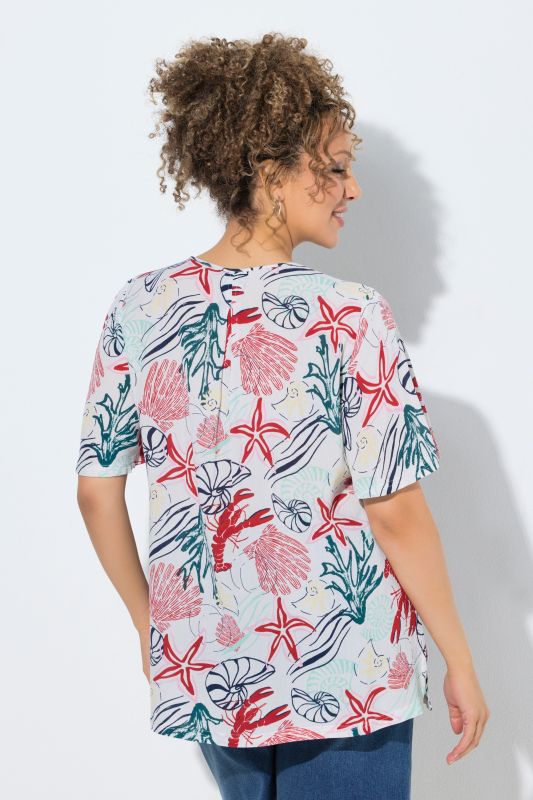 Sea Creatures Elastic Smocked Blouse