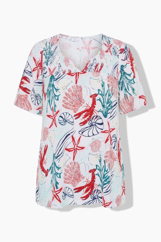 Sea Creatures Elastic Smocked Blouse