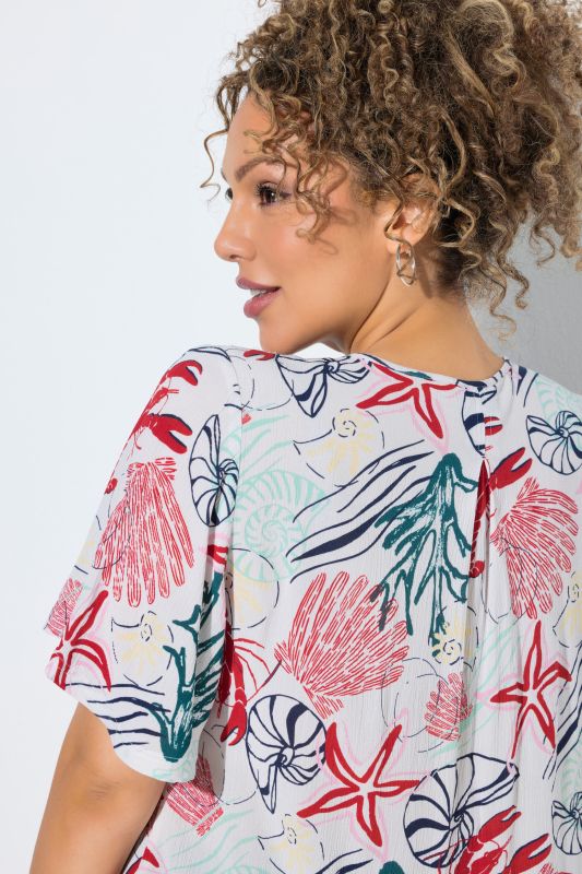 Sea Creatures Elastic Smocked Blouse