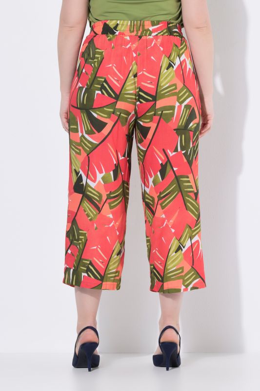 Pink Palm Elastic Waist Culottes
