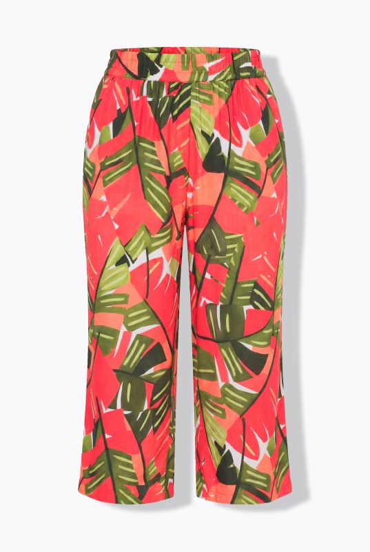 Pink Palm Elastic Waist Culottes