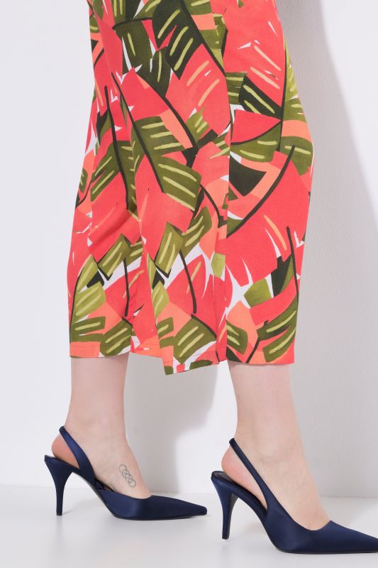 Pink Palm Elastic Waist Culottes