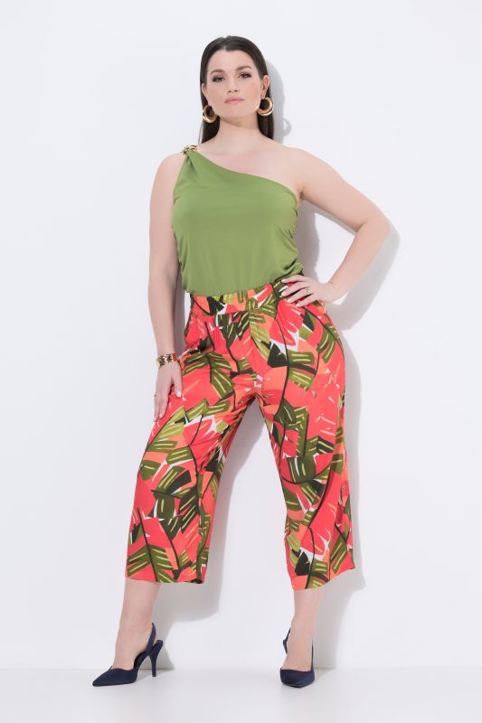 Pink Palm Elastic Waist Culottes