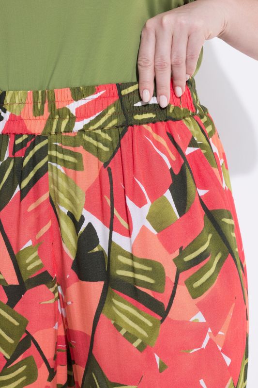 Pink Palm Elastic Waist Culottes