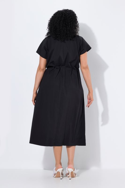 Pleated Cap Sleeve Pocket Dress