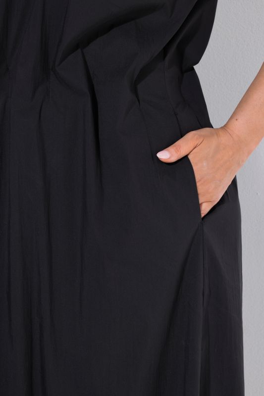 Pleated Cap Sleeve Pocket Dress