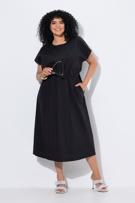 Pleated Cap Sleeve Pocket Dress