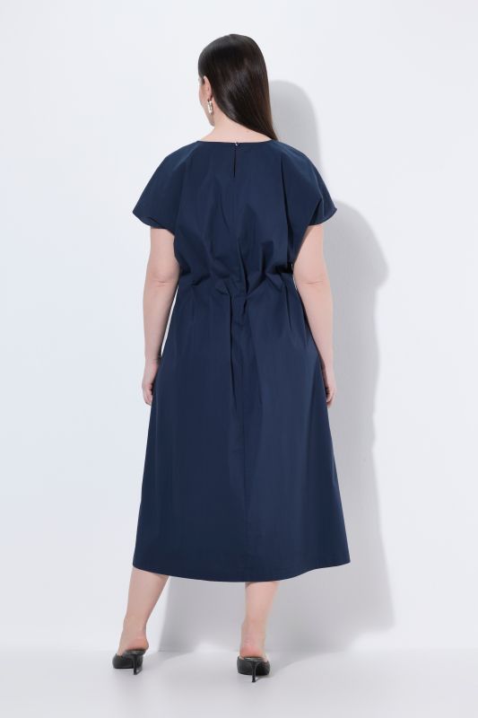 Pleated Cap Sleeve Pocket Dress