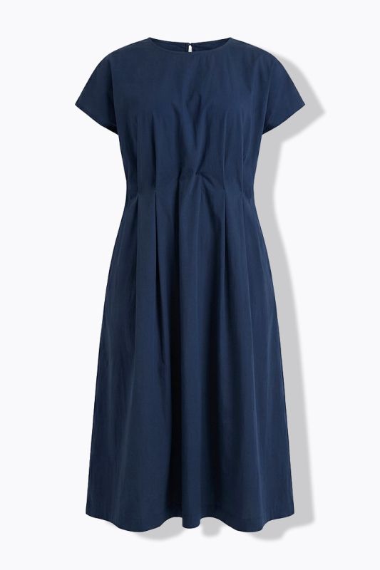 Pleated Cap Sleeve Pocket Dress