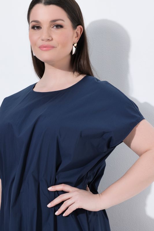 Pleated Cap Sleeve Pocket Dress