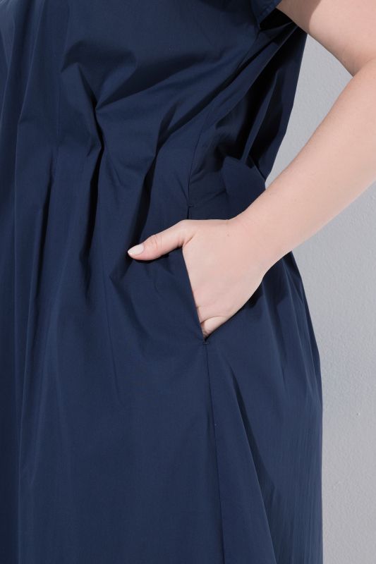 Pleated Cap Sleeve Pocket Dress
