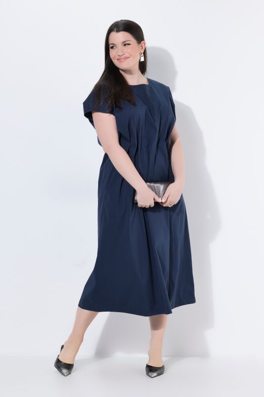 Pleated Cap Sleeve Pocket Dress