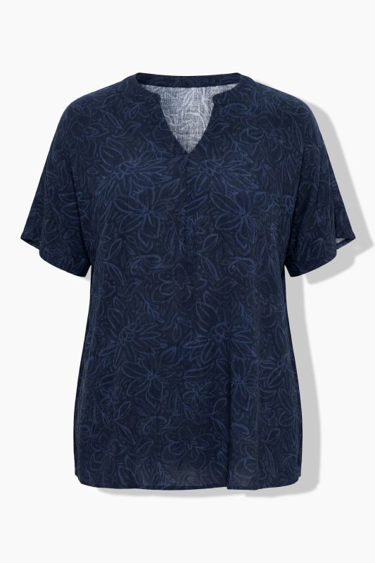 Tonal Floral Split Neck Blouse