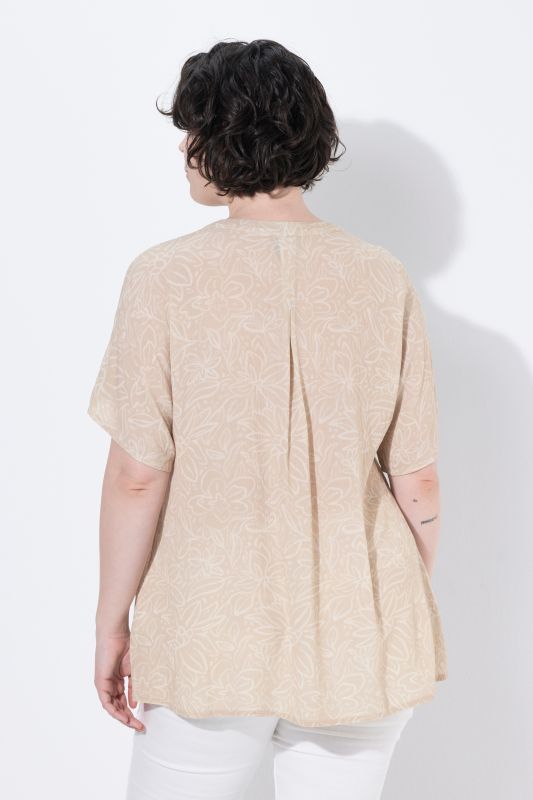 Tonal Floral Split Neck Blouse