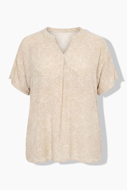Tonal Floral Split Neck Blouse