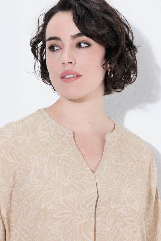 Tonal Floral Split Neck Blouse