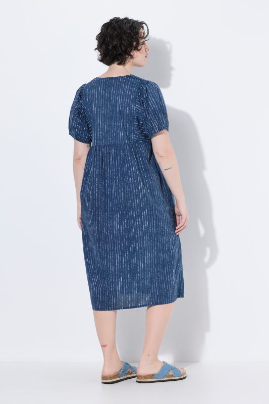 Striped Voile Puff Sleeve Dress