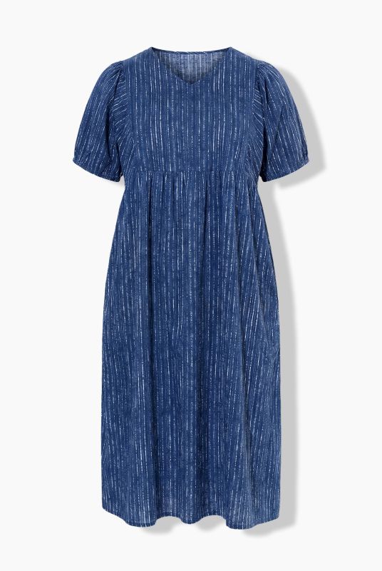 Striped Voile Puff Sleeve Dress