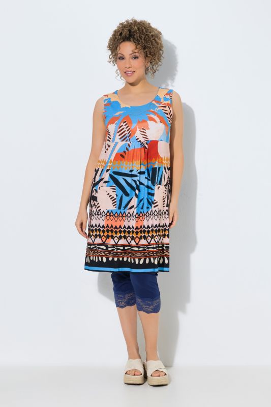 Striped Patchwork Print Sleeveless Jersey Dress