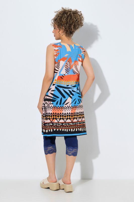 Striped Patchwork Print Sleeveless Jersey Dress