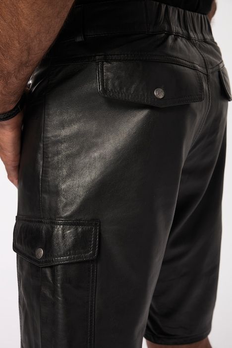 JP1880 leather Cargo Bermuda shorts, leather, lamb Nappa leather, Cargo pockets, up to size 68