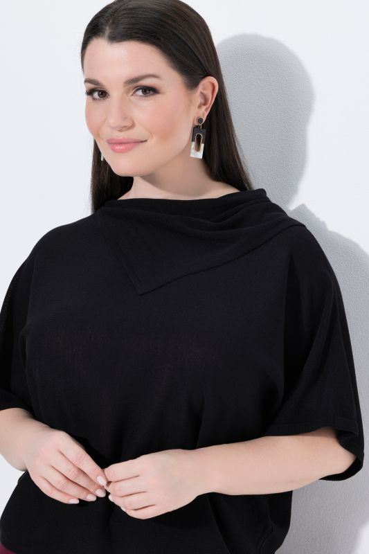 Draped Collar Relaxed Fit Sweater