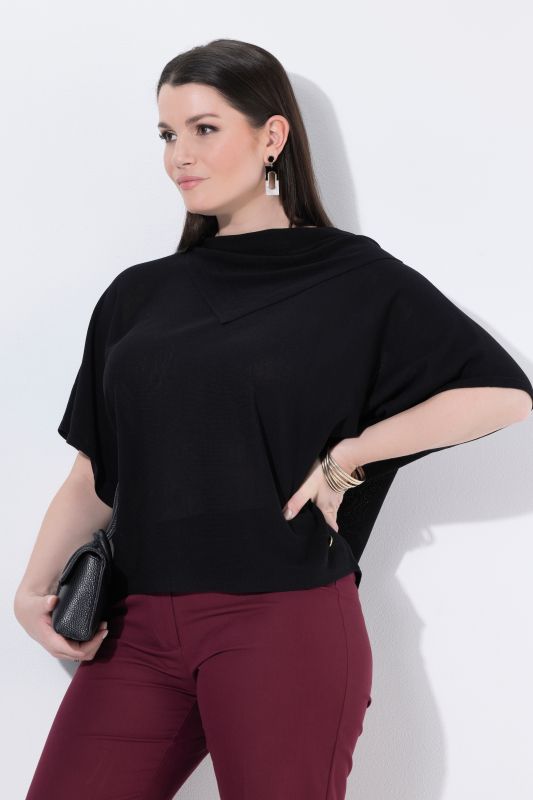 Draped Collar Relaxed Fit Sweater