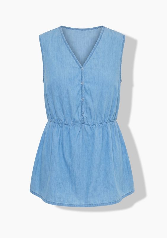 Denim Look Flounce Panel Tank