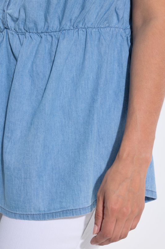 Denim Look Flounce Panel Tank