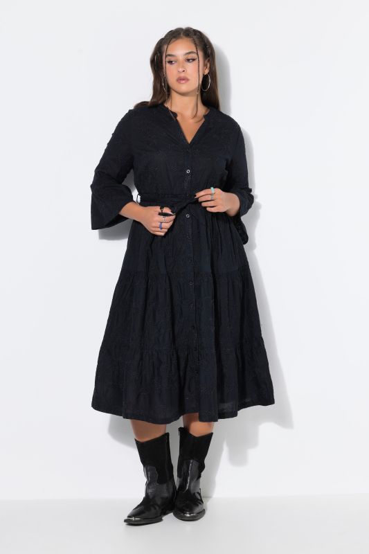 Floral Embroidered Ruffle Dress